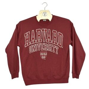 Harvard University Crimson Red Crewneck‎ Sweatshirt Medium Distressed Logo
